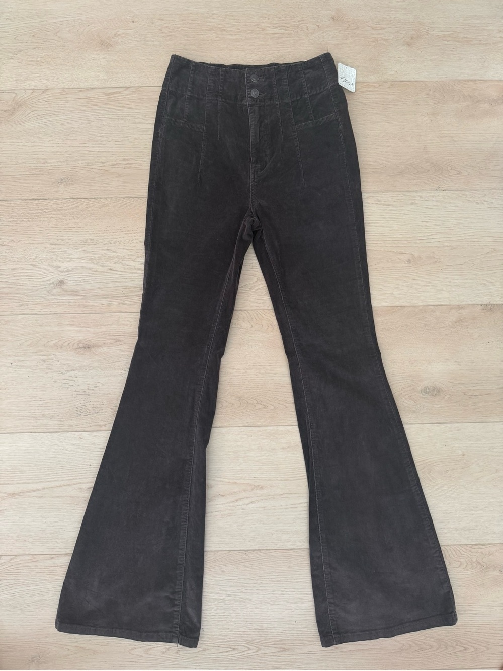 NWT Free People Women’s Brown Corduroy High Rise Flare Pants Jayde Cord Size 26